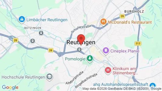 Apartments for rent i Reutlingen - kort over placeringen