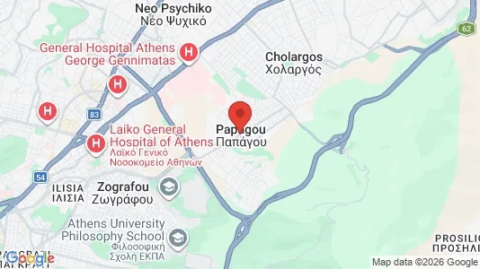 Apartments for rent i Papagos - kort over placeringen