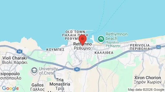Apartments for rent i Rethymno - kort over placeringen