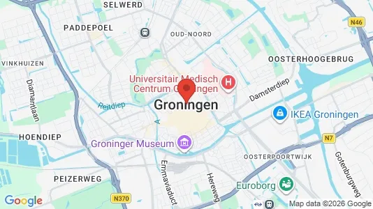Rooms for rent i Groningen - kort over placeringen