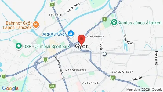 Rooms for rent i Győri - kort over placeringen