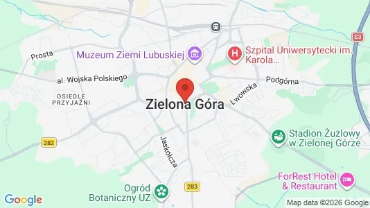 Apartments for rent i Zielona Góra - kort over placeringen