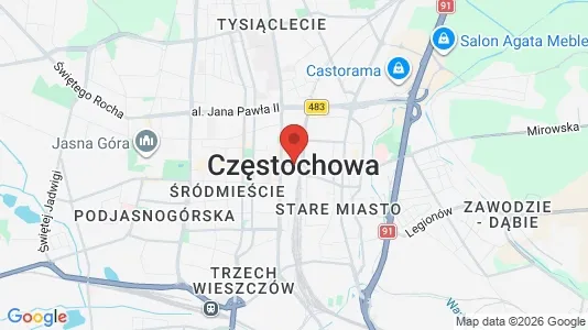 Apartments for rent i Częstochowa - kort over placeringen