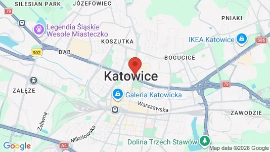 Apartments for rent i Katowice - kort over placeringen