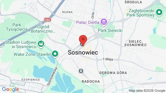 Apartments for rent i Sosnowiec - kort over placeringen