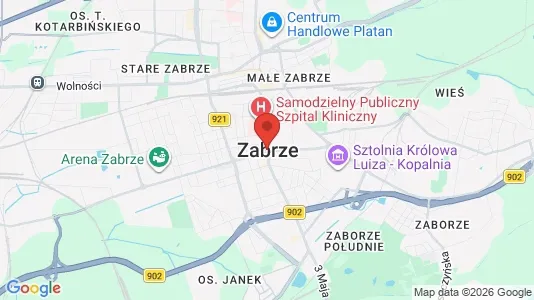 Apartments for rent i Zabrze - kort over placeringen