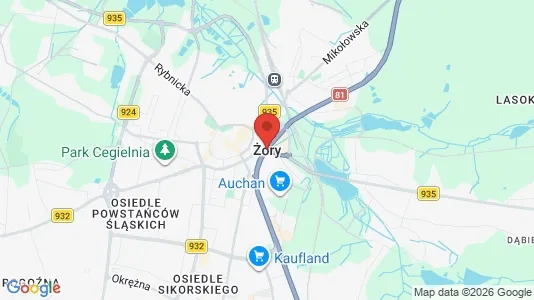 Apartments for rent i Żory - kort over placeringen