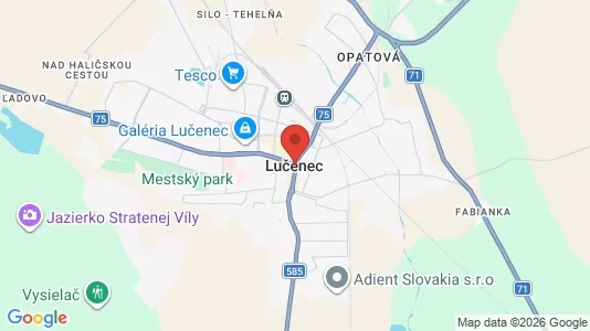 Apartments for rent i Lučenec - kort over placeringen