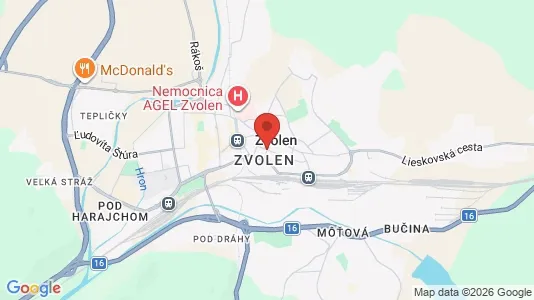 Apartments for rent i Zvolen - kort over placeringen