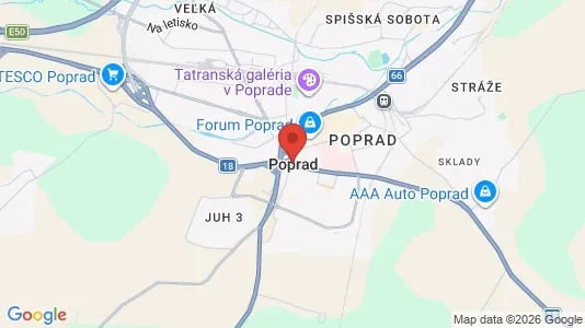 Apartments for rent i Poprad - kort over placeringen