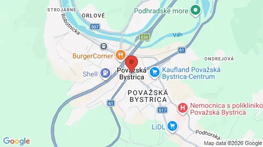 Apartments for rent i Považská Bystrica - kort over placeringen