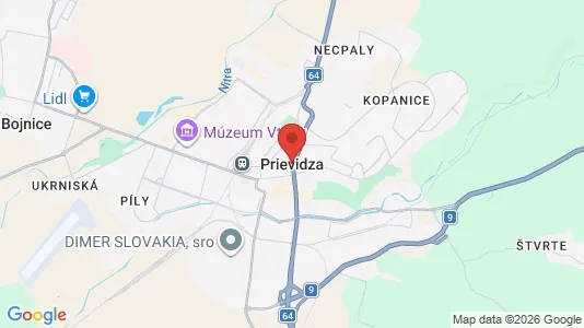 Apartments for rent i Prievidza - kort over placeringen