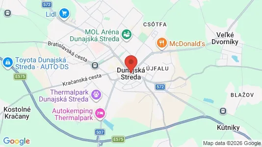 Apartments for rent i Dunajská Streda - kort over placeringen