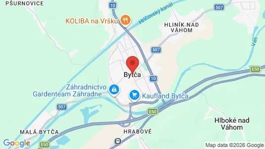 Apartments for rent i Bytča - kort over placeringen