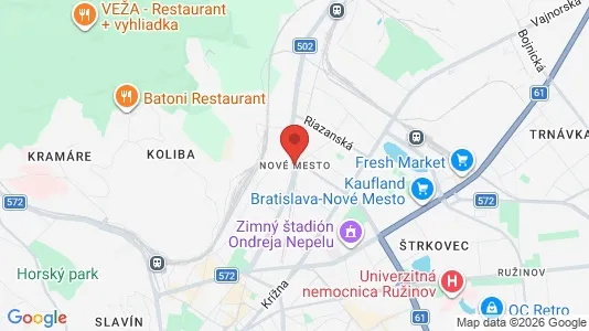 Apartments for rent i Bratislava Nové Mesto - kort over placeringen
