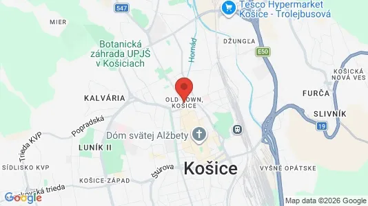 Apartments for rent i Košice Staré Mesto - kort over placeringen