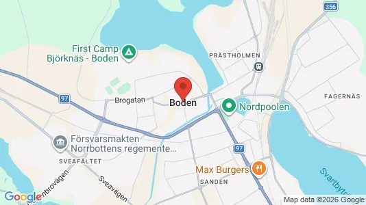 Rooms for rent i Boden - kort over placeringen