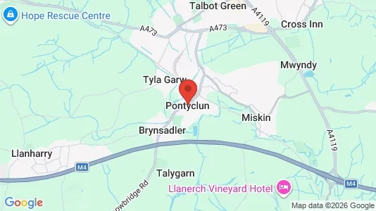Houses for rent i Pontyclun - Mid Glamorgan - kort over placeringen