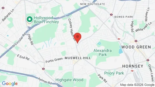 Houses for rent i London N10 - kort over placeringen