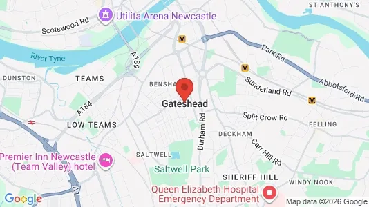 Houses for rent i Gateshead - Tyne and Wear - kort over placeringen