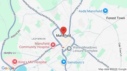 Houses for rent i Mansfield - Nottinghamshire - kort over placeringen