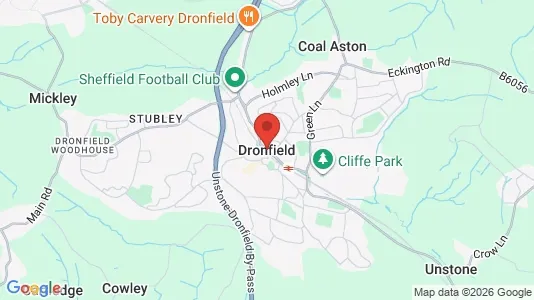 Houses for rent i Dronfield - Derbyshire - kort over placeringen