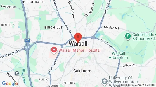 Houses for rent i Walsall - West Midlands - kort over placeringen